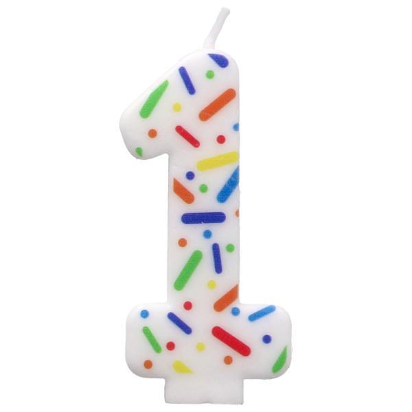Birthday Rainbow Sprinkle Number Candle